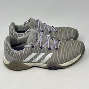 Adidas Codechaos Boost Golf Shoes Womens 7 Gray White Purple Spikeless